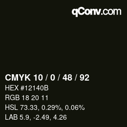 Color code: CMYK 10 / 0 / 48 / 92 | qconv.com
