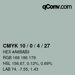 Farbcode: CMYK 10 / 0 / 4 / 27 | qconv.com