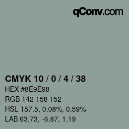 Color code: CMYK 10 / 0 / 4 / 38 | qconv.com