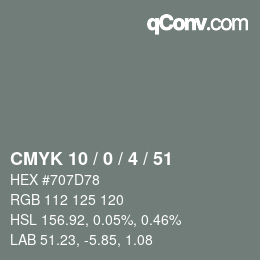 Color code: CMYK 10 / 0 / 4 / 51 | qconv.com