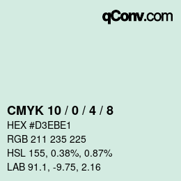 カラーコード: CMYK 10 / 0 / 4 / 8 | qconv.com
