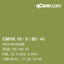 カラーコード: CMYK 10 / 0 / 50 / 41 | qconv.com