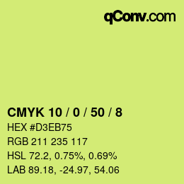 Color code: CMYK 10 / 0 / 50 / 8 | qconv.com