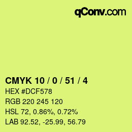 Color code: CMYK 10 / 0 / 51 / 4 | qconv.com