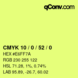 Color code: CMYK 10 / 0 / 52 / 0 | qconv.com