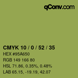 Farbcode: CMYK 10 / 0 / 52 / 35 | qconv.com
