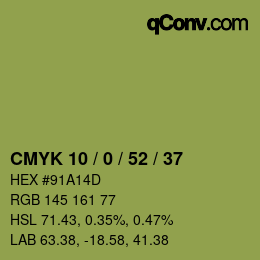 Color code: CMYK 10 / 0 / 52 / 37 | qconv.com
