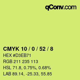 カラーコード: CMYK 10 / 0 / 52 / 8 | qconv.com