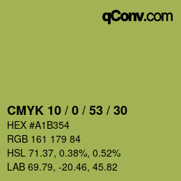 Color code: CMYK 10 / 0 / 53 / 30 | qconv.com