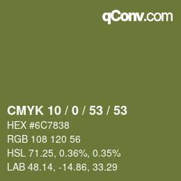 カラーコード: CMYK 10 / 0 / 53 / 53 | qconv.com