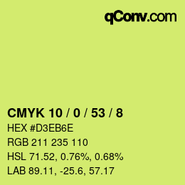 カラーコード: CMYK 10 / 0 / 53 / 8 | qconv.com
