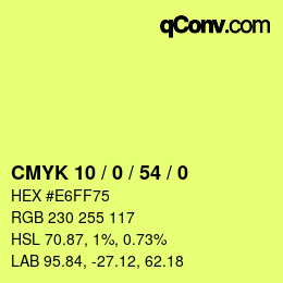 Color code: CMYK 10 / 0 / 54 / 0 | qconv.com