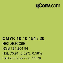 颜色代码: CMYK 10 / 0 / 54 / 20 | qconv.com