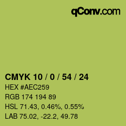 カラーコード: CMYK 10 / 0 / 54 / 24 | qconv.com