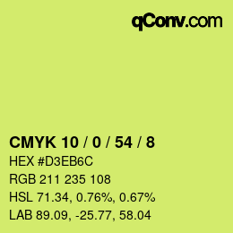 カラーコード: CMYK 10 / 0 / 54 / 8 | qconv.com