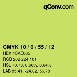 カラーコード: CMYK 10 / 0 / 55 / 12 | qconv.com