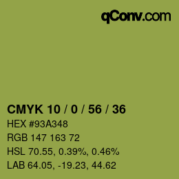 Color code: CMYK 10 / 0 / 56 / 36 | qconv.com