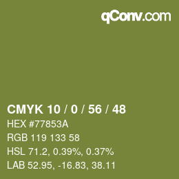 颜色代码: CMYK 10 / 0 / 56 / 48 | qconv.com