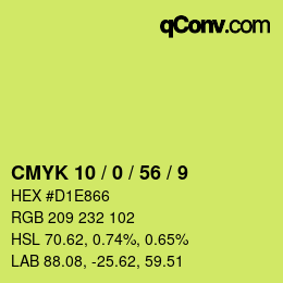Color code: CMYK 10 / 0 / 56 / 9 | qconv.com