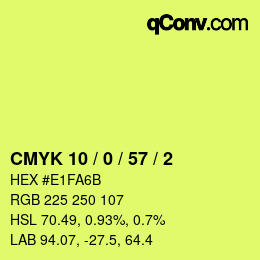 Color code: CMYK 10 / 0 / 57 / 2 | qconv.com