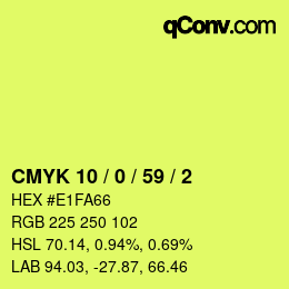 Color code: CMYK 10 / 0 / 59 / 2 | qconv.com
