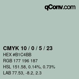 颜色代码: CMYK 10 / 0 / 5 / 23 | qconv.com
