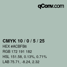 カラーコード: CMYK 10 / 0 / 5 / 25 | qconv.com