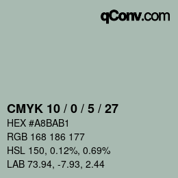 Color code: CMYK 10 / 0 / 5 / 27 | qconv.com