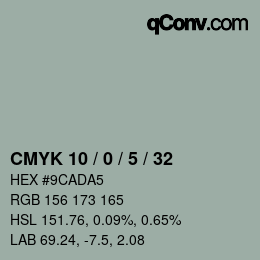 カラーコード: CMYK 10 / 0 / 5 / 32 | qconv.com