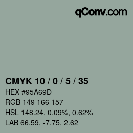 Color code: CMYK 10 / 0 / 5 / 35 | qconv.com