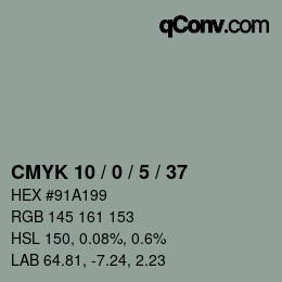 Color code: CMYK 10 / 0 / 5 / 37 | qconv.com