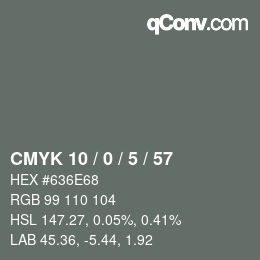 Color code: CMYK 10 / 0 / 5 / 57 | qconv.com