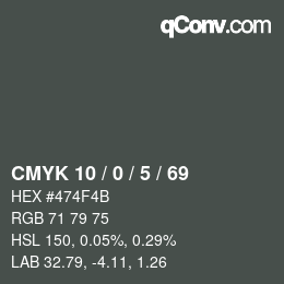 カラーコード: CMYK 10 / 0 / 5 / 69 | qconv.com