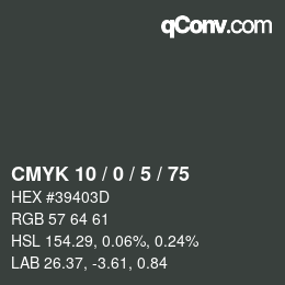Color code: CMYK 10 / 0 / 5 / 75 | qconv.com