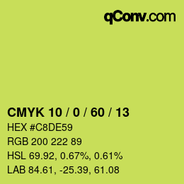 Color code: CMYK 10 / 0 / 60 / 13 | qconv.com