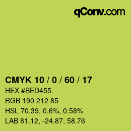 カラーコード: CMYK 10 / 0 / 60 / 17 | qconv.com