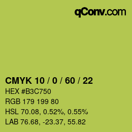 Color code: CMYK 10 / 0 / 60 / 22 | qconv.com