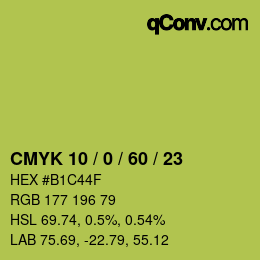 Color code: CMYK 10 / 0 / 60 / 23 | qconv.com