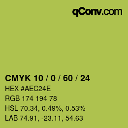 Color code: CMYK 10 / 0 / 60 / 24 | qconv.com