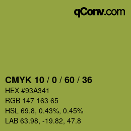 颜色代码: CMYK 10 / 0 / 60 / 36 | qconv.com