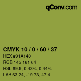 Color code: CMYK 10 / 0 / 60 / 37 | qconv.com