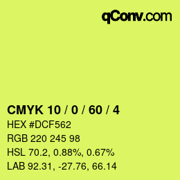 Color code: CMYK 10 / 0 / 60 / 4 | qconv.com