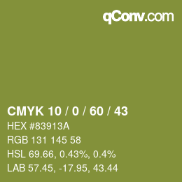 カラーコード: CMYK 10 / 0 / 60 / 43 | qconv.com