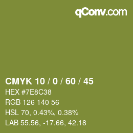 Color code: CMYK 10 / 0 / 60 / 45 | qconv.com