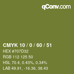 カラーコード: CMYK 10 / 0 / 60 / 51 | qconv.com