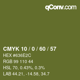 カラーコード: CMYK 10 / 0 / 60 / 57 | qconv.com