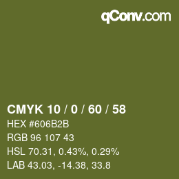 颜色代码: CMYK 10 / 0 / 60 / 58 | qconv.com