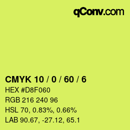 Color code: CMYK 10 / 0 / 60 / 6 | qconv.com