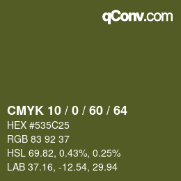 颜色代码: CMYK 10 / 0 / 60 / 64 | qconv.com