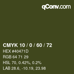 Color code: CMYK 10 / 0 / 60 / 72 | qconv.com